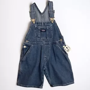Oshkosh BGosh Vintage Denim Overalls Bubble Shorts 80s Farmer Hipster Toddler 4T - Picture 1 of 17