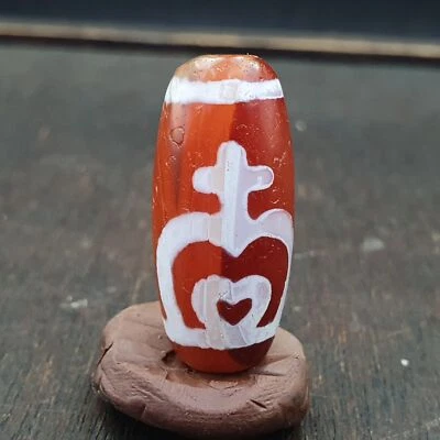 AA Antiguo HIMALAYA Indo Tibetano Asia Central Grabado Cuentas de Ágata AGT-3 Foto 1 de 4