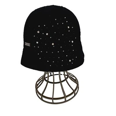 Nuevo con etiquetas Nuevo Antiguo Stock Betmar New York Negro Mezcla de Lana Estrás Sombrero Estilo B1285H Foto 1 de 4