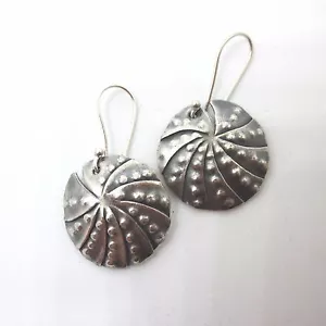 Pendientes finos de plata de ley 925 Orecchini estilos PUNK BOHO puntos textura redondos - Imagen 1 de 5