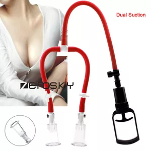 Dual Breast Nipple Suction Cup Pump Manual Massage Breast Enlargement Sucker NEW - Picture 1 of 6