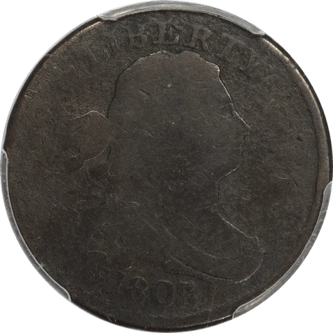 1808/7 Draped Bust Half Cent 1/2c, PCGS AG 03 Cover