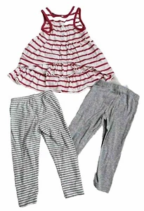 Ralph Lauren Dress Carters Leggings Lot Girls Sz 18M 18 Months Red White Stripes - Picture 1 of 10
