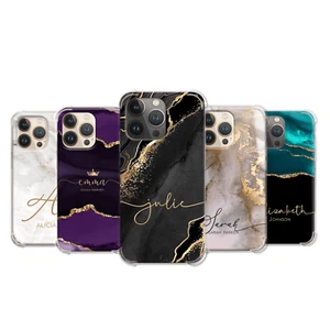  Personalisierte Handyhülle Marmor Name stoßfeste Abdeckung für iPhone 14 11 12 13 7 XR - Bild 1 von 21