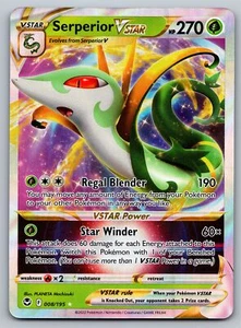 Serperior VSTAR 008/195 Ultra Rare Silver Tempest Pokemon Card - NM Near Mint - Imagen 1 de 2