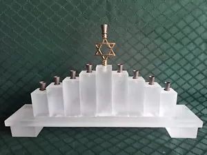 MENORAH FATTA A MANO DA JUDIANA FOREVER FLOREALE INC NY LUCITE E OTTONE GLASSATO - Foto 1 di 7