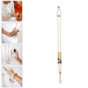 Wooden Bead Silicone Necklace Wrist Strap -lost Lanyard - Photo 1 sur 12