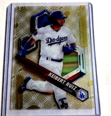 #'d/50- 2018 Bowman High Tek- KEIBERT RUIZ Rookie RC Gold Rainbow Diffractor SP - Image 1 of 2
