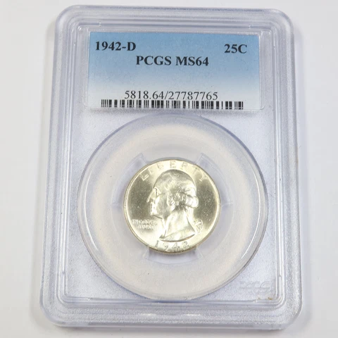 1942 D PCGS MS64 | SILVER - Washington Quarter - 25c US Coin #43226A Cover