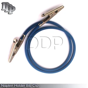 Dental napkin Holder Bib Clips Tattoo Silicone Cord Blue Color Patient Holder  - Picture 1 of 5