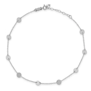 Bracciale cavigliera disco oro bianco massiccio 14 kt - Foto 1 di 4