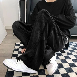 Men Soft Corduroy Straight Trousers Solid Pants Daily Office School Sports Cool - Picture 1 of 8