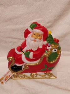 Cracker Barrel Blow Mold Santa in Sleigh Ornament-Fold Down Hook-New With Tags - Picture 1 of 13
