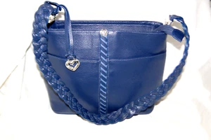Brighton Barbados Beaumont Square Navy Blue Pebbled Leather Bucket Shoulder Bag - Picture 1 of 11