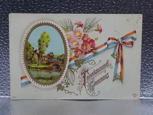 Vintage Thanksgiving Greetings Scenery Circa 1914 VTG Non-Topographical Postcard - Picture 1 of 2