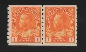 Canada Sc #126b (1923) 1c orange yellow Admiral Coil Pair Die I Mint VF NH - Picture 1 of 1