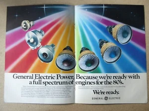 11/1979 PUB GENERAL ELECTRIC AIRCRAFT ENGINE CF6 CF34 CFM56 CF6-80 ORIGINAL AD - Imagen 1 de 3
