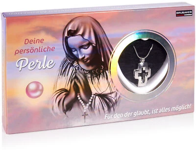 BRUBAKER Wunschperle Glaube Perle mit Kette Halskette und Kreuz Anhänger Silber - Bild 1 von 4
