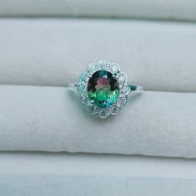Watermelon Tourmaline Ring, 925 Sterling Silver Ring Tourmaline Doublet Quartz - Image 1 of 4