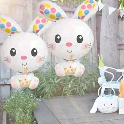 27-дюймовый белый гигантский пятнистый кролик пасхальная алюминиевая пленка украшение на воздушный шар для вечеринки Великобритания - Изображение 1 из 4
