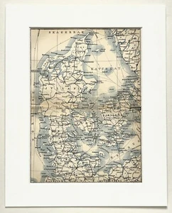 DENMARK - 1899 Mounted Antique Map - Picture 1 of 1