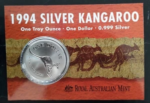 1994 Australia Kangaroo 1 oz Silver (.999) $1 frosted UNC coin - Bild 1 von 3