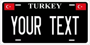 Turkey Flag Black License Plate Personalized Car Auto Bike Motorcycle Custom Tag - Picture 1 of 9