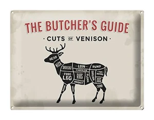Blechschild Reh 40x30 cm Cuts of Venison Metzgerei Metall Deko Schild tin sign - Picture 1 of 5