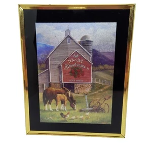 Cartelera Granja Silo Granero COMER FRESAS Estilo Carnaval Arte Enmarcado - Imagen 1 de 7