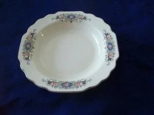 Lido W.S. George Canarytone Pink Rose Blue Medallion Salad Soup Plate - Picture 1 of 6