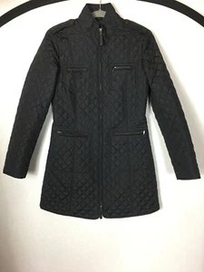 Hobbs Quilted Coat Black Full Zip Lightweight Four Zipped Pockets Semi Fitted 8 - Picture 1 of 22