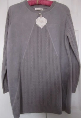 NUEVO CON ETIQUETAS SIMPLE COUTURE GRIS TÚNICA SUÉTER LARGO VESTIDO LANA/ACRÍLICO CUELLO REDONDO TALLA S Foto 1 de 4