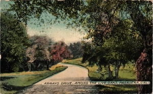 Kalifornien Pasadena Arrayo Fahrt unter den lebenden Eichen um 1921 CA Postkarte - Bild 1 von 2