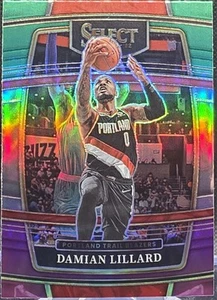 2021-22 Panini Select Damian Lillard #3 Verde Bianco Viola Prizm - Foto 1 di 2