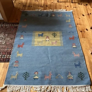Vintage Handmade Traditional Kilim Floor Rug Carpet 4 By 6 Wool - Picture 1 of 2