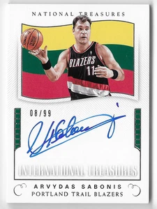ARVYDAS SABONIS 2017 PANINI NATIONAL TREASURES AUTO AUTOGRAPH CARD #8/99! - Picture 1 of 1