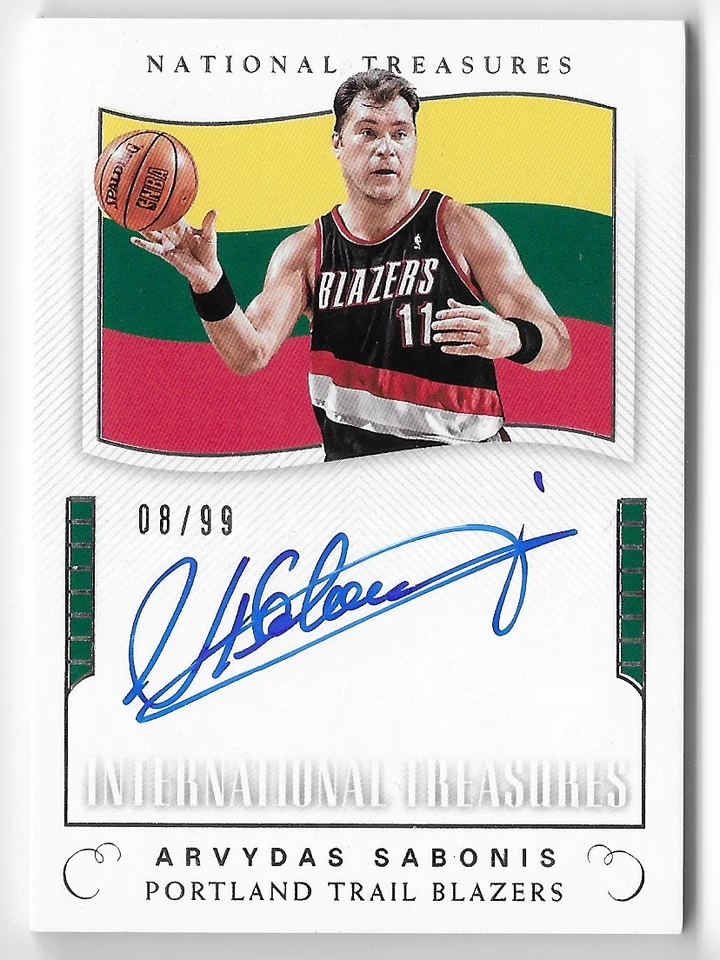 ARVYDAS SABONIS 2017 PANINI NATIONAL TREASURES AUTO AUTOGRAPH CARD #8/99! - Image 1 of 1
