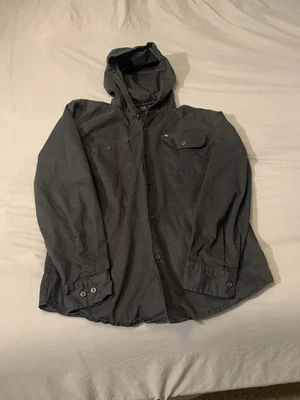 Camisa con Capucha OBEY Para Hombre Manga Larga Botón Frontal Mediana Negra/bolsillos Laterales Foto 1 de 4