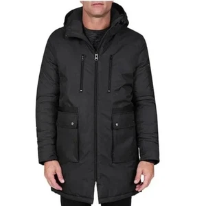 Slate & Stone Men's Hooded Parka Coat Zipper Pocket Accents in Black Large $499 - Picture 1 of 8