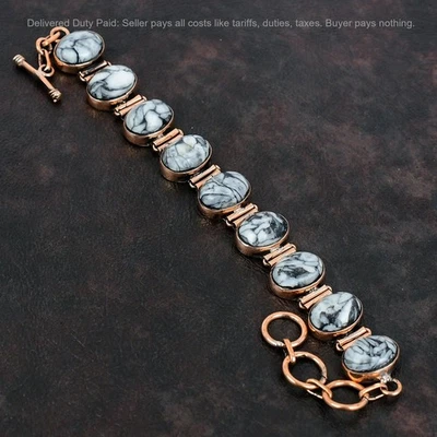 Brazalete de compromiso de piedras preciosas de jaspe pinolito venta Black Friday joyería cobre Foto 1 de 4