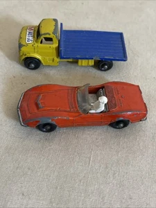 Lone * Star Tuf-Tots Chevrolet Corvette & Flat Bed Truck Bundle Die Cast - Picture 1 of 9