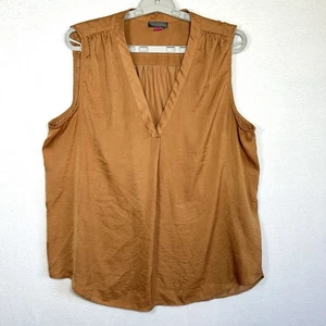 Blusa sin mangas Vince Camuto XL naranja óxido cuello en V otoño otoño - Imagen 1 de 7