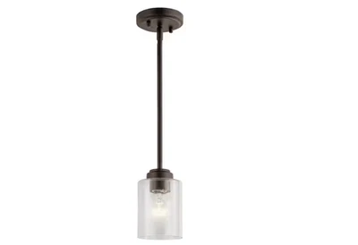 KICHLER Winslow 1-Light Olde Bronze Mini Pendant Clear Seeded Glass - Image 1 of 4