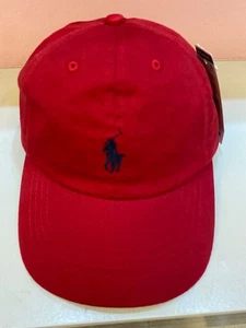 Polo Ralph Lauren Mens Baseball Hat Cap Red and Black Pony - Picture 1 of 4