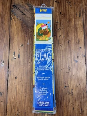 1999 Meadow Creek Decorative Garden Flag 28" x 40" Turkey Thanksgiving Holiday - Image 1 of 4
