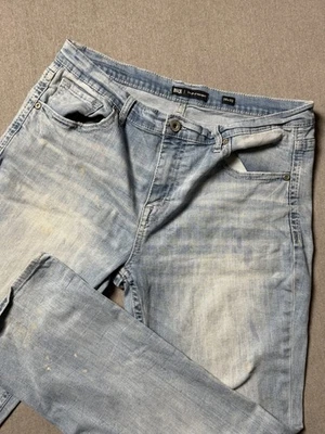 Мужские джинсы BKE Tyler 38x32 (38x31) из синей джинсовой ткани с легкой вареной прямой пряжкой - Изображение 1 из 4