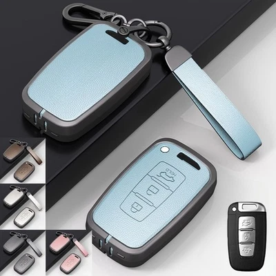 Zinc Alloy Leather Car Key Case Cover For Hyundai Sonata Elantra I30 Equus IX35 - Image 1 of 4