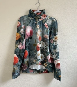 Suéter Floral Para Mujer Multicolor Mangas Largas Acanalado Elastizado Cuello Alto Talla XL - Imagen 1 de 12