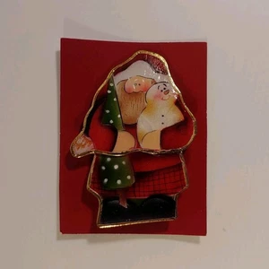 St. Nick Capiz Muschel Weihnachtsmann Anstecknadel Brosche Blattgold Borte tragbar Kunst - Bild 1 von 6