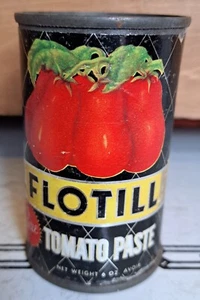 Lata de pasta de tomate flotilla de colección, 6 OZ, etiqueta de papel de aluminio, ¡RARA! Publicidad - Imagen 1 de 6
